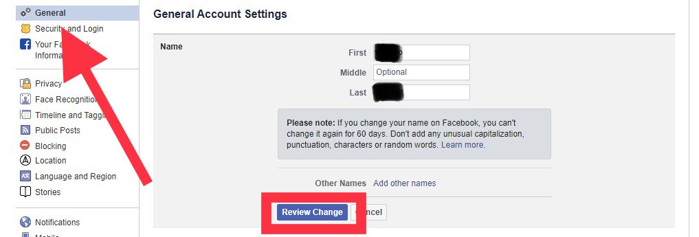 change your facebook name